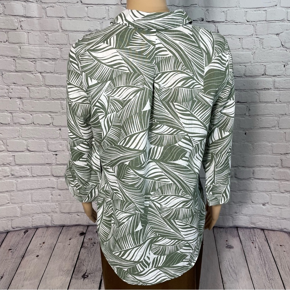 Chico's Linen Fresh Leaves No Iron Shirt Size 0 US S - Picture 5 of 11